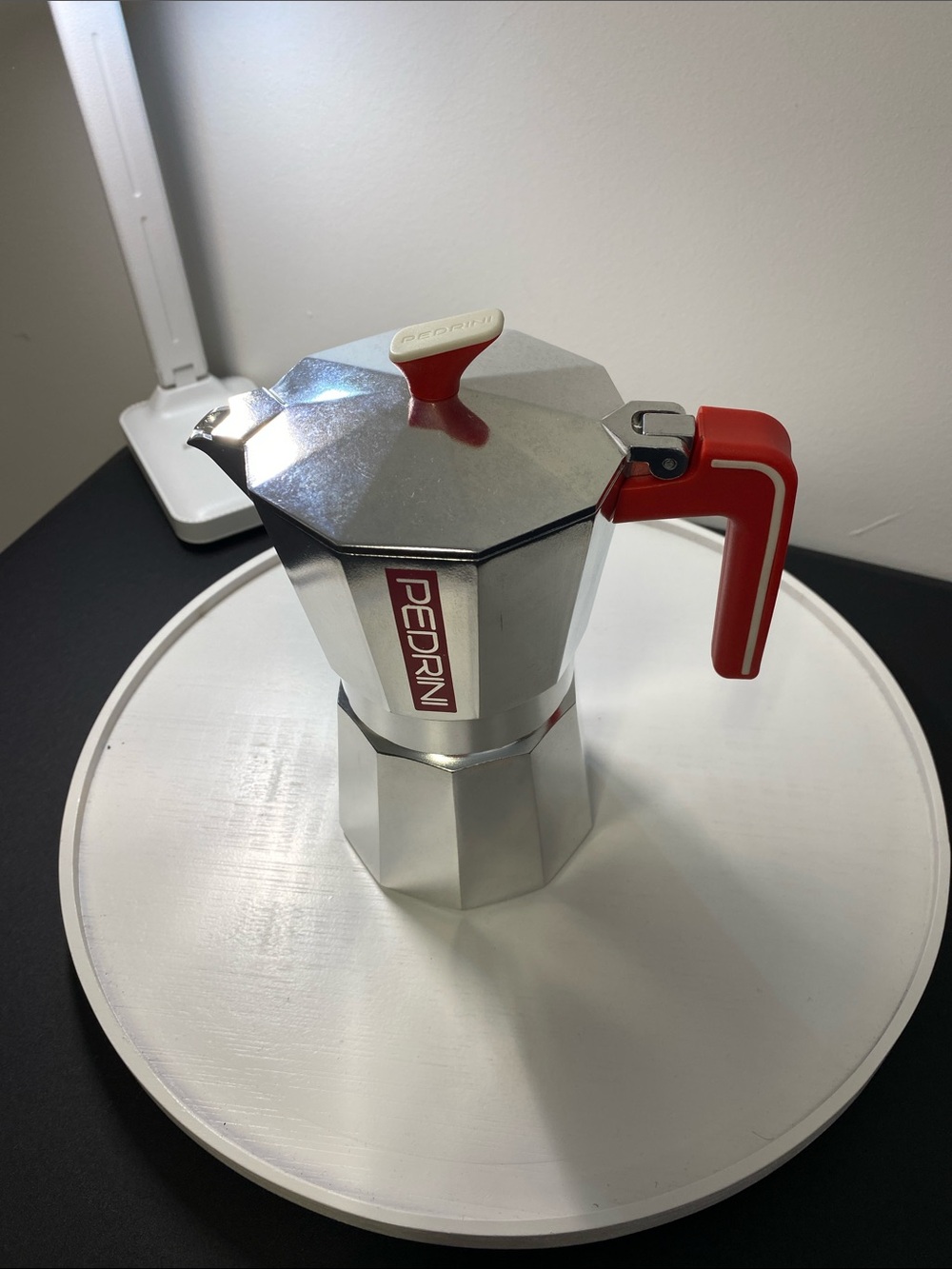 4 for $25 -Pedrini Italian Espresso Maker, Red Handle Aluminum Stovetop Moka Pot